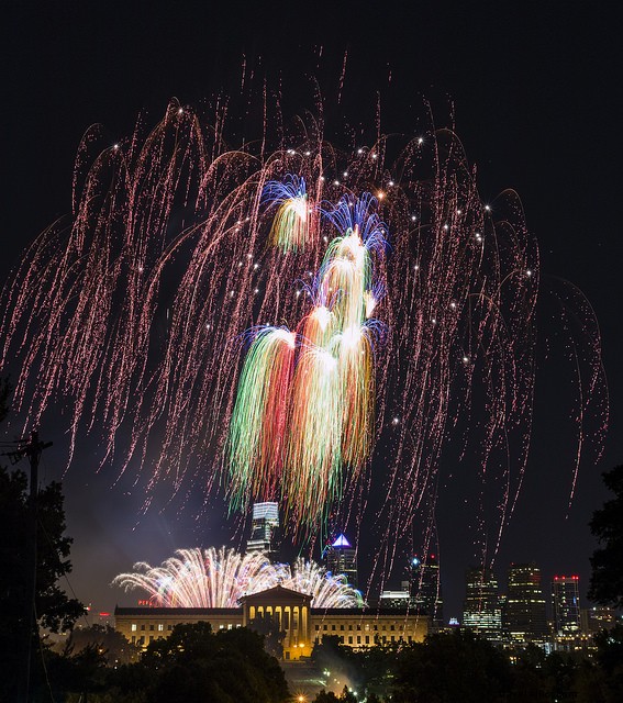 Espectáculos de fuegos artificiales en ciudades de EE. UU. 